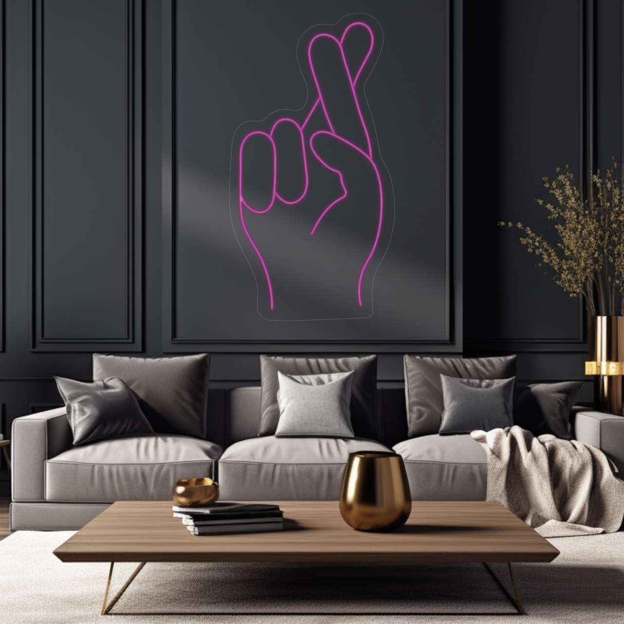 Fingers Crossed Neon LED Sign