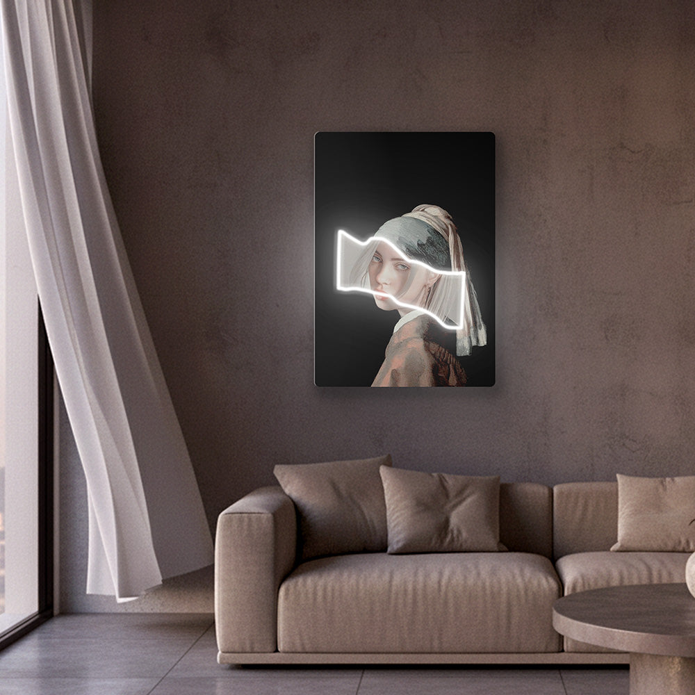 Girl with a Pearl Earring V2 Neon Art